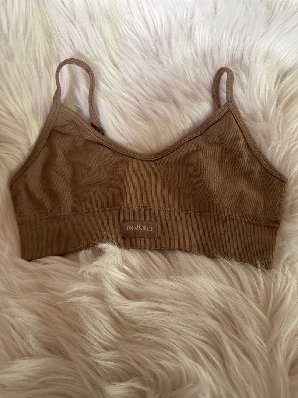 BO&TEE Brown Ribbed Bralette Small